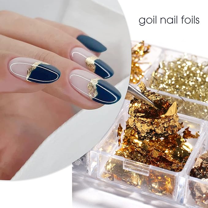 Glitter Nail Foils Flakes, Holographic Sparkly Ultra-Thin Aluminum Foil Nail Decorations, DIY 3D Nail Art Tips