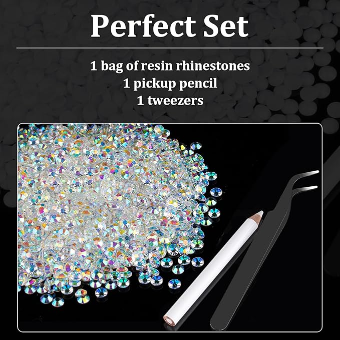 5000pcs 5mm Resin Rhinestones Bulk, Transparent AB Flatback Round Jelly Rhinestones Bedazzling Non Hotfix Crystal Gems Large Quantity Wholesale for DIY Crafts Clothes Tumblers Face Makeup Manicure