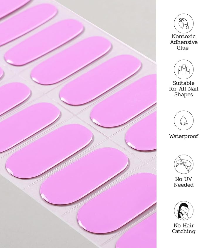 Nail Polish Strips - 22 Pcs Salon Quality Gel Nail Stickers - Long Lasting Wraps (Little Pink Bliss)