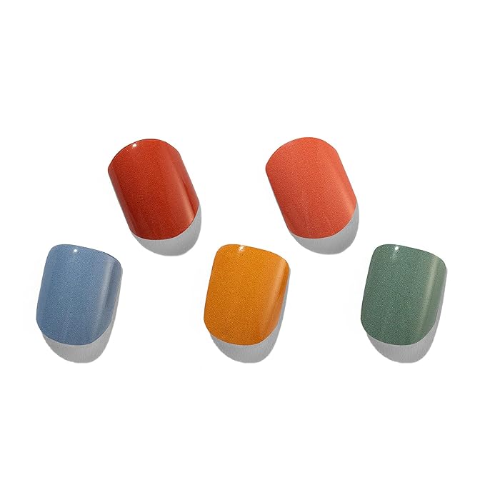 MOMSON Semi Cured Gel Nail Strips - 20 Real Gel Nail Polish Stickers/Full Nail Wraps - Art Manicure Kits for DIY at Home, Salon-Quality, Easy to Apply & Remove (Colorful Candy)