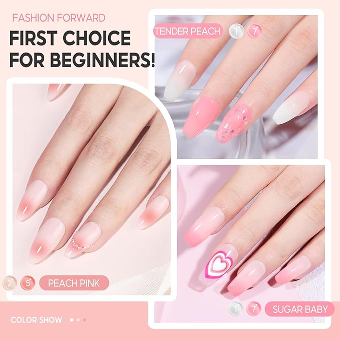 Peacecolor Jelly Gel Nail Polish Set 10ML 6pcs Pink Nude White Sheer Transparent Colors Soak Off Gel Polish Nail Art Manicure Gifts for Women Salon DIY at Home