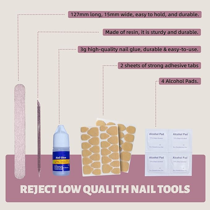 Press On Nails – 30PCS Short Coffin Matte Cat Eye Fake Nails in Dusty Rose – Durable Glue-On Nails for Women with 12 Sizes – Reusable & All-Occasion Ready