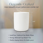 Folk Ceramics Dylan Cappuccino Cups, Whisper White, 8oz | Double Walled Ceramic - Image 5