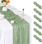 6 Pack Sage Green Cheesecloth Table Runner, 17 x 108 inch, Semi Sheer Boho by ACSUIT