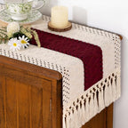 Boho Table Runner Summer Farmhouse Rustic Dining Dresser Scarf Home Decor | - Image 2