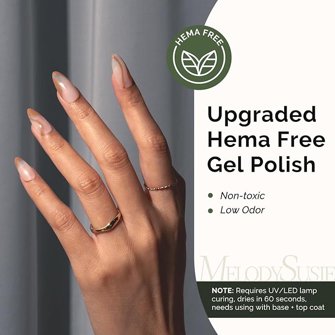 MelodySusie Hema Free Gel Nail Polish, 0.5 Fl Oz Thick Beige Brown Gel Polish, Non Toxic, Long Lasting, Soak Off UV Nail Polish, Manicure Nail Design Salon DIY Nail Art at Home 377