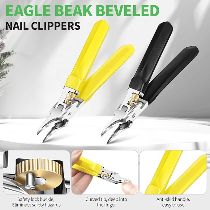 Ingrown Nail Clipper - 2025 Eagle Beak Beveled Wide Jaw Opening Toenails Clipper, Slant Curved Blade Podiatrist Toe Nail Clippers for Women and Men