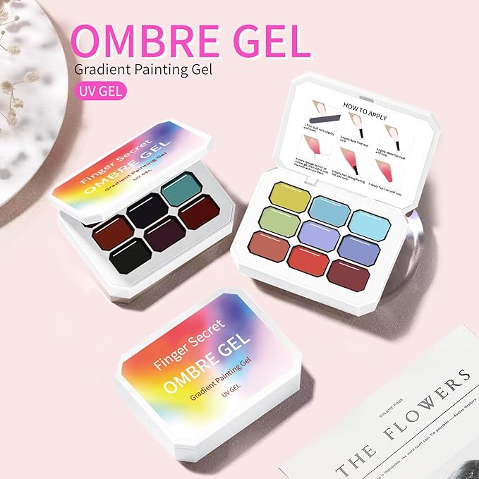 Ombre Gel Nail Polish Nail Sponges for Ombre 9 Series Colorful Blush Effect Gradient Painting Gel for Ombre Nails Multistyle French Manicure Nail Art DIY Home (A5)
