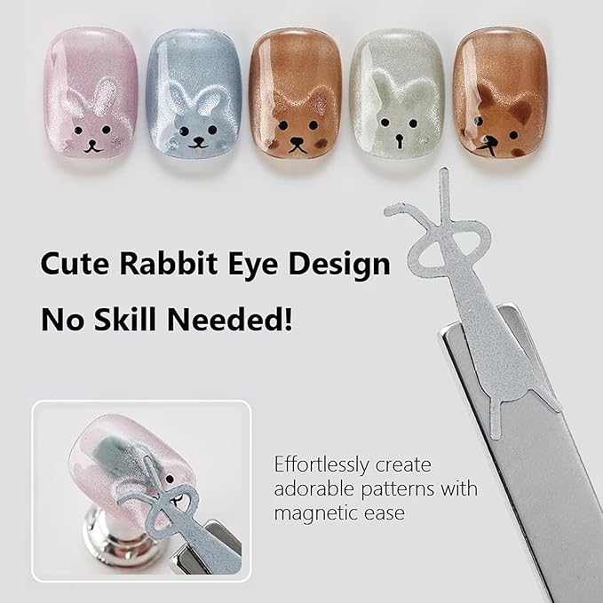 Cat Eye Nail Magnet Tool - Quick Rabbit, Heart Effect, Y-Shaped Magnet for Nails, Heart Cat Eye Gel Nail Polish Magnet Stick, Magnetic Nail Art Tools for DIY Home Studio Salon - 10pcs