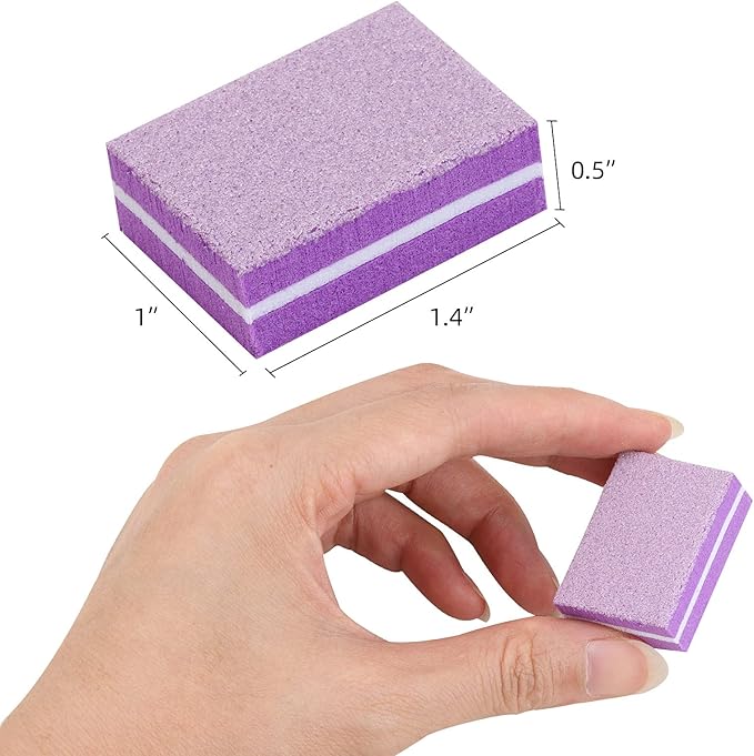100 Pcs Mini Buffers for Nails 180/100 Grit Mini Nail Buffer Purple Nail Buffers for Natural Nails
