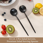 O.C.E. Salad Servers, Stainless Steel Spoon and Fork Sets, Salad Utensils - Image 3