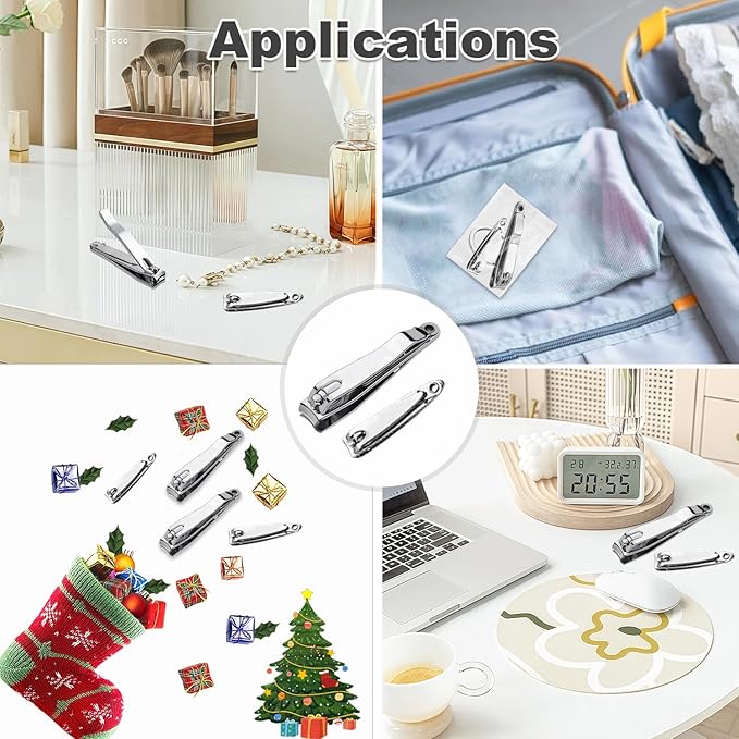 12-Piece Nail Clippers Set with File, 3 Inch & 2.1 Inch Toenail & Fingernail Clippers Bulk, Large Stainless Steel Nail Cutter Gifts for Men Women Seniors Adults(Silver)