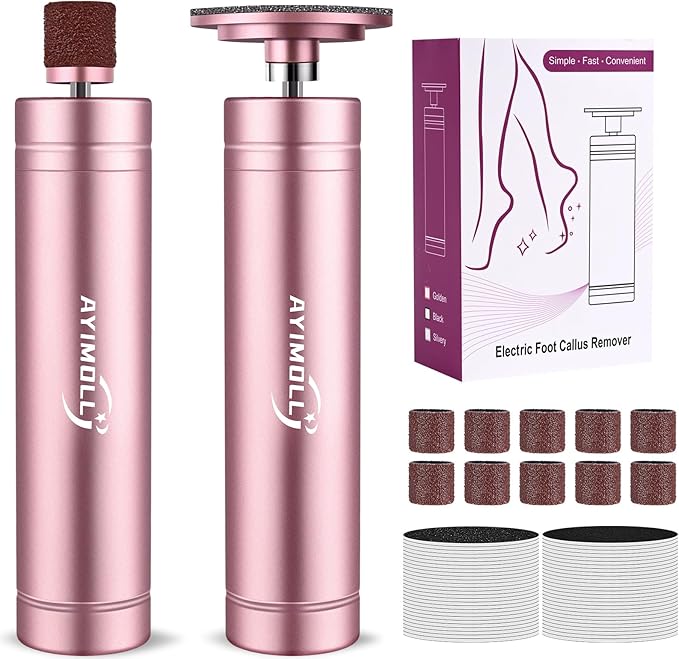 Electric Foot File - Adjustable Speed 1000RPM Callus Remover for Feet, 2 in 1 Foot Nail Grinder with 60Pcs Sandpaper Discs, Professional Pedicure Tool for Women Men Dead Dry Crack Skin Calluses