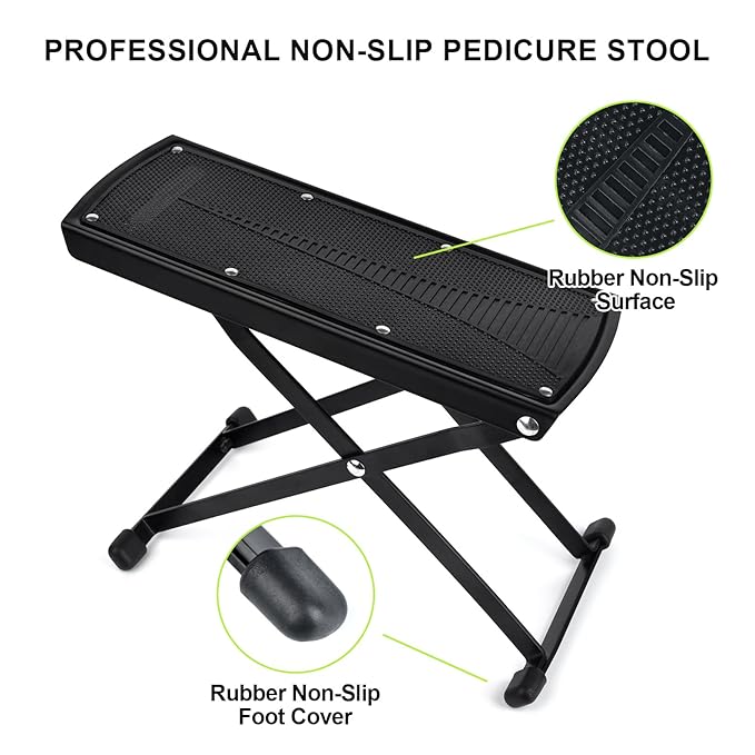 Pedicure Foot Rest Kit 6 Adjustable Heights Foot Stand for Pedicure Non-Slip Foldable Pedicure Stand for Easy at Home No More Bending or Stretching Pedicure Stool with Silicone Toe Separator