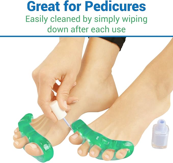 ViveSole Toe Separators for Men & Women Small (2 Pairs) - Silicone Gel Spreaders - Therapeutic Spa Stretchers for Plantar Fasciitis, Bunions, Overlapping Hammer Toe Spacers - Metatarsal Yoga Cushion