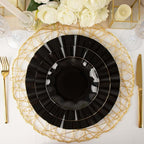 Efavormart 9" Salad Plates – Set of 10 Plastic Black Round Disposable Plates - Image 2