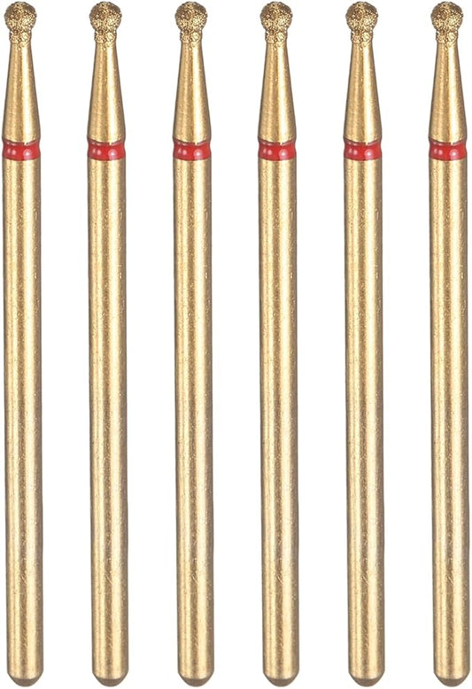 HARFINGTON 6pcs 200-230 Grits Diamond Grinding Bit 1.8mm Ball Head 2.35mm Shank 1.8mm Length Titanium Plated Stone Sanding Drill Bits Rotary Tool for Nails Grinding Polishing