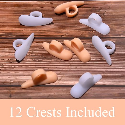 Nuanchu 12 Pairs Hammer Toe Pad Hammerhead Toe Straightener and Corrector Support Crest Cushion Spacers Separators Gel for Women Men Pain Relief Reduces Pressure(Peachpuff, White)