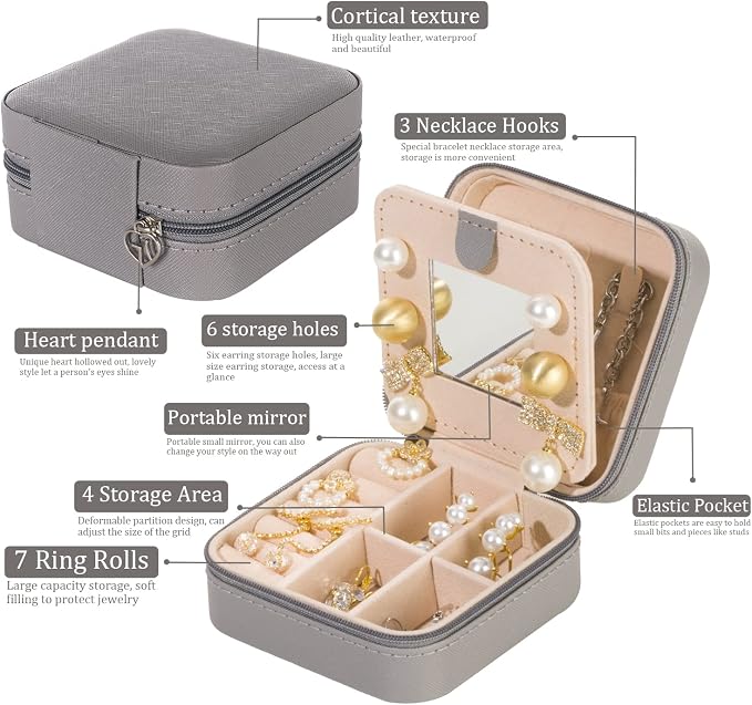 KElofoN Travel jewelry case Travel jewelry box Travel Jewelry Organizer Small - Image 3