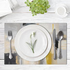 Emvency Farmhouse Placemats Set of 6, Modern Neutral Mustard Minimalist 12x18 - Image 2