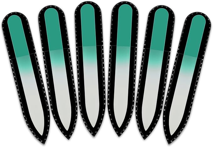 Color Crystal Nail File in Black Pouch - Small/Purse Size - Czech Tempered Glass - Handmade in Czech Republic