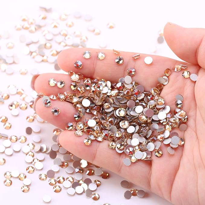 Novani Crystal Rhinestones, Flatback Loose Gemstones 1440pcs Glass Rhinestones for Clothes Shoes Crafts Makeup Nail Art and DIY Decorations(SS10, Golden Shadow)