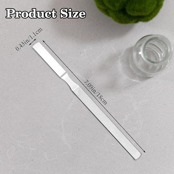 2 PCS Nail Files for Thick Nails, Stainless Steel 7” Long Filer for Men Women, Metal Fingernail Filing Durable Nail Care Tool (Silver)