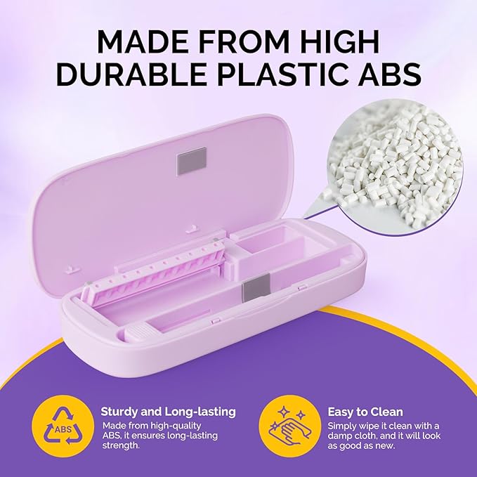 [2025 Upgraded]MelodySusie Acrylic Nail Tool Storage Box,Portable Dustproof Stand Displayer Holder Organizer Container Manicure Efile Accessories Nail Drill Kit Case,Travel Salon Home,Purple(Only Box)