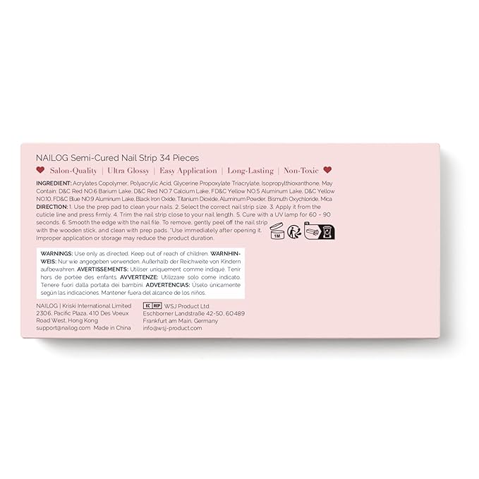 NAILOG Semi Cured Gel Strips - 34 Pcs Nail Stickers Buy 2 Get 1 UV Light | Long Lasting Wraps With Glossy Gel Finish Purple, Neon Nocturne