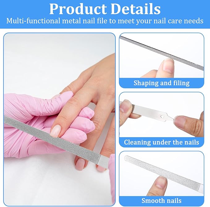 4 Pcs Diamond Deb Nail File, Professional Nail Files Metal Nails Dresser with Sharp, Non Slip Handle Double Sided Fingernail File for Manicure, Pedicure
