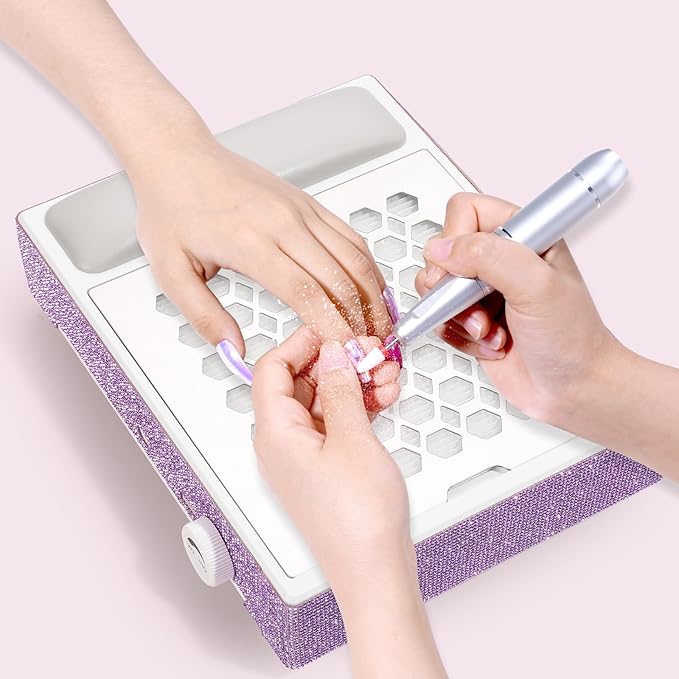 Cordless Nail Dust Collector,Brushless Turbo Fan Dust Collector Nail Tech 30pcs Cotton Filter,Rechargeable Dust Suction Machine for Acrylic Gel Polish Manicure at Salon&Home