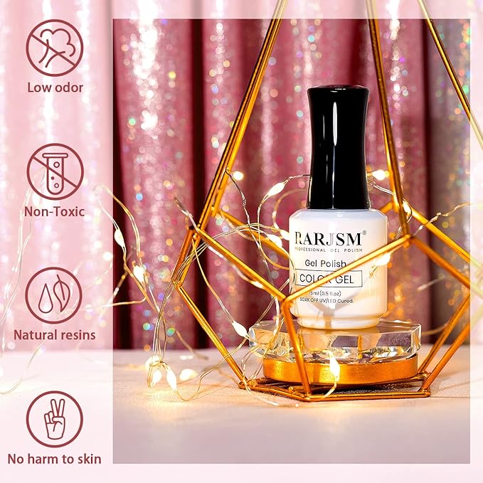 RARJSM Nude Gel Polish Peach Pink Rainbow Glitter Neutral Jelly Color Iridescent Shimmery Gel Nail Polish Sparkle Pink Natural Soak off UV LED Cured for Home Salon DIY Nail Art 15ml Single Bottle