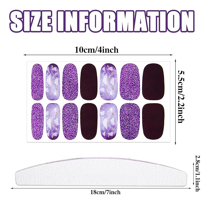 WOKOTO 20 Sheets Cute Colorful Nail Polish Stickers Stick On Nail Polish Strips For Nails Art Polish Stickers With Nail File Gel Nail Wraps Strips Stickers Mix-Design Nail Gel Stickers For Women