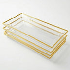 Clear Plastic Serving Tray Clear Gold Rim Disposable Serving Trays & Platters by Yumchikel