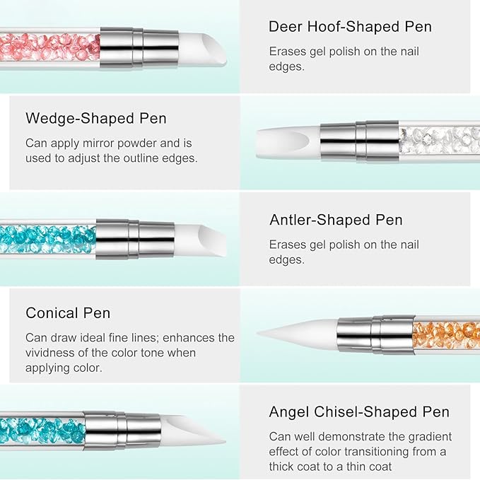 5pcs Nail Sculpture Pen Dual Tipped Nail Art Sculpture Pen, Nail Art Tools for Home Salon for Design Nail Carving Drawing Shaping Effect DIY Gel Manicure Tools (PINK)
