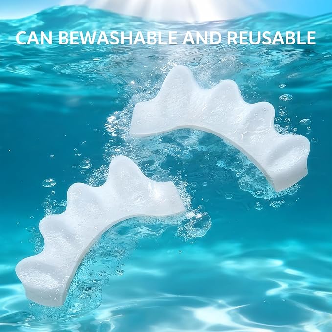 Durable Unisex Toe Separators with Sparkle Design for Yoga & Daily Use - Flexible Silicone toe Spacers for Bunions, One-Size-Fits-All for Men & Women (2PCS) (Transparent)
