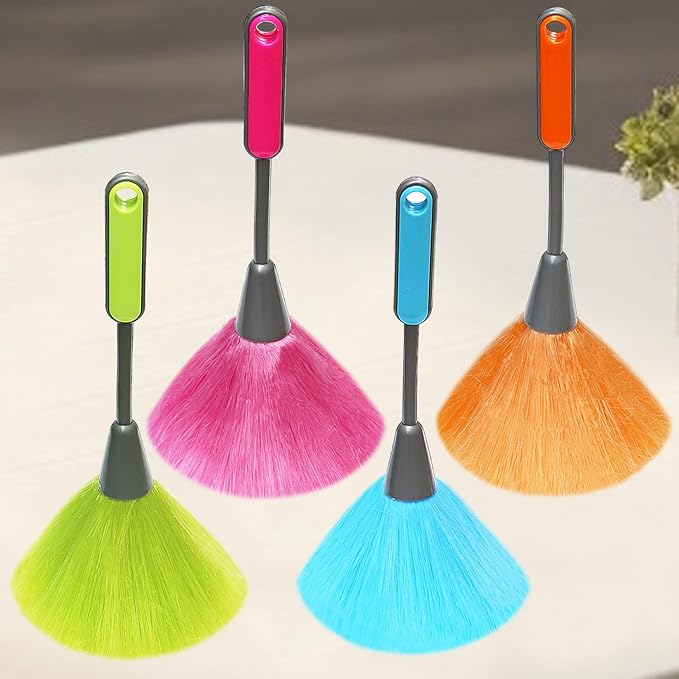 4 Pack 10" Small Microfiber Duster, Delicate Fluffy Microfiber Feather Duster, Perfect for Cleaning Laptop Keyboard, Computer Screen, Books, Photo Frames, Table