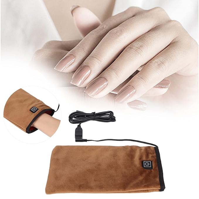 Heated Gloves,3 Settings Electric Heated Mittens Gloves for Hand, Hand Warmer Gloves for Spa Hand Care Women Beauty Nail Art Manicure (Brown)