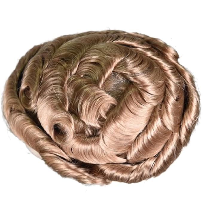 Human Hair Toupee for Men 10x8 Inch,European Human Hair Lace Front Natural Hairline Hair Pieces with 0.06mm Thin Skin PU V-looped Men's Hair Replacement System (#21 color,100% human hair)