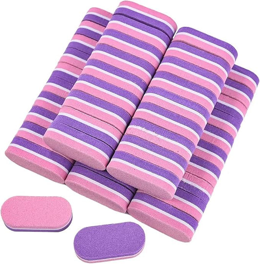 JERCLITY 50 Pieces Purple Pink Nail Buffer Block Both Sides 100/180 Grit Mini Nail Buffers Nail Files and Buffers Mini Buffers for Nails