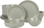 Gibson Home Dinah Double Bowl Stoneware Embossed Speckled Dinnerware Set by GibsonHomewares