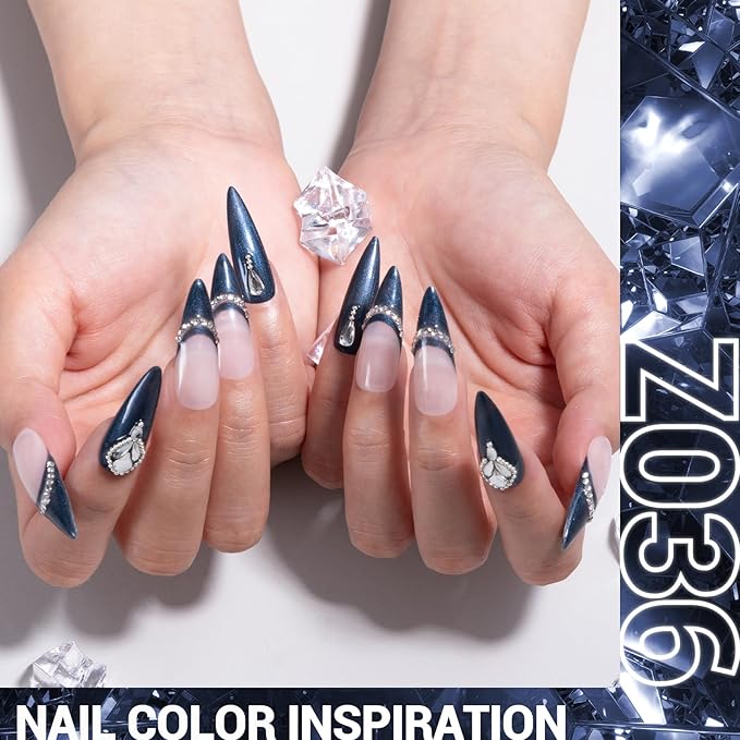 MelodySusie Blue Shimmer Gel Nail Polish,0.5fl oz Dark Blue Fine Glitter Soak Off UV LED Blue Sparkle Gel Polish Gift for Women Nail Art Manicure Salon DIY Nail Design Decoration at Home-z036