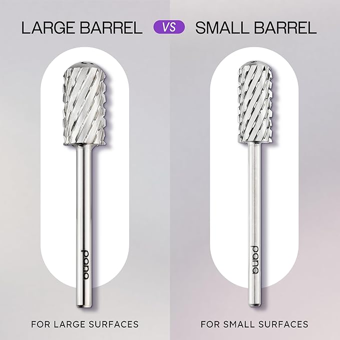 PANA 3/32" Small Smooth Round Top Safety Carbide Nail Drill Bit for Gel Polish & Acrylic Removal Nail Salon Manicure Pedicure Electric File Tools (Small Barrel - Silver, 3X Coarse)