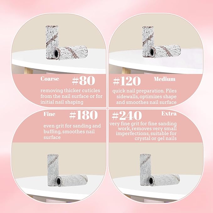 100 Pcs Nail Drill Bits Sanding Bands for Nail Drill, Nail Tips for Drill Bits Nail Tech,180 Fine Grit Nail File Sanding Bands for Acrylic Nails Gel Manicures and Pedicure, Zebra