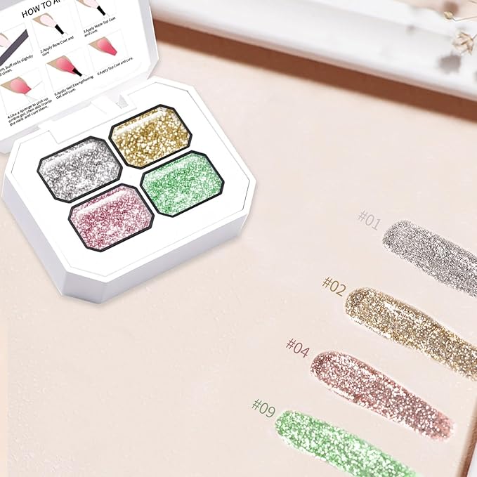 Ombre Gel Nail Polish Kit 4 Colors Gradient Blush Effect Solid Gel Nail Polish with 100Nail Sponges & Grabbing Pen for Beginner Nail Home DIY (B5)
