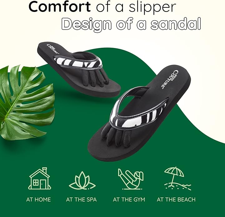 Pedi Couture Pedicure Sandals with Built In Toe Separators for Women - Comfortable Spa Style Flip Flops for Home, Salon, Yoga & Gym Use