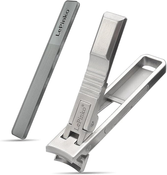 Nail Clipper for Thick Toenails and Fingernails, Portable Toenails Clippers for Seniors, Nail Cutter with Catcher, Nano Glass Nail Buffer, Gifts for Stocking Stuffers Men Women