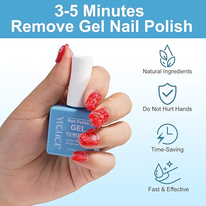 Gel Nail Polish Remover, (2pcs) Remove Gel Nail Polish Within 3-5 Minutes - Quick & Easy Polish Remover - No Need For Foil, Soaking Or Wrapping with Cuticle Pusher and Nail Polish Scraper Tools
