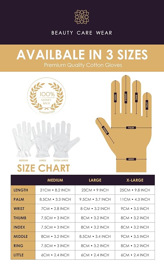Care Wear White Cotton Gloves for Dry Hands - Overnight Eczema Moisturizing Lotion Treatment - 20 XL Jersey Glove Liners