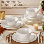 18Pc Textured White Bone China Set Service - Image 4